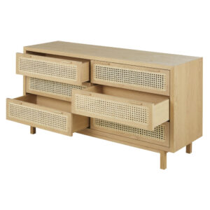 wohnli-moebel-suche-230230-1 Doppelkommode mit 6 Schubladen aus Rattangeflecht 150x80x47cm Rohrgeflecht Beige Maisons du Monde Möbel Schlafzimmermöbel Kommoden