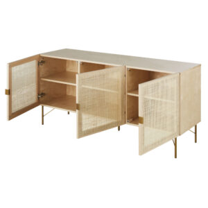 Anrichte mit 3 Türen aus Rattangeflecht 154x73x45cm Rohrgeflecht Beige Maisons du Monde Möbel Esszimmermöbel Sideboards, Highboards & niedrige Anrichten