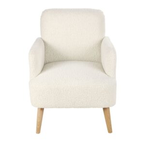 wohnli-moebel-suche-230276-1 Sessel aus weißem Bouclé-Stoff mit Füßen aus Buchenholz 62.5x80.5x86.5cm Polyester Weiß Maisons du Monde Sofas und Sessel Sessel, Poufs und Fußbänke Sessel