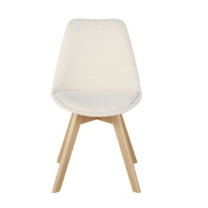 wohnli-moebel-suche-230322-1 Stuhl im skandinavischen Stil ecrufarbenem Bouclé-Stoff und Kautschukholz 48x84x56.5cm Holz Weiß Maisons du Monde Möbel Esszimmermöbel Stühle