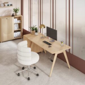 Professioneller Bürostuhl aus recyceltem Polyester mit ungebleichten Schnallen 67.5x79.5x61cm Metall Weiß Maisons du Monde Möbel Büromöbel Bürostühle