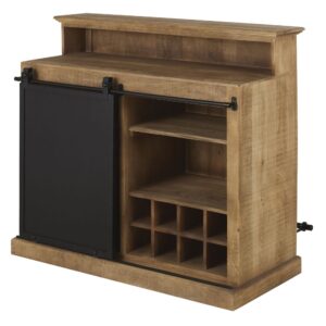 Bar mit 1 Tür aus massivem Mangoholz und schwarzem Metall 115x104x63cm Holz Braun Maisons du Monde Möbel Esszimmermöbel Barmöbel