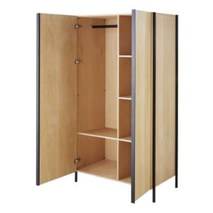 2-türiger Kleiderschrank aus schwarzem Metall, L94 94x180x54cm Holz Beige Maisons du Monde Möbel Schlafzimmermöbel Schränke