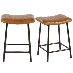 wohnli-moebel-suche-234190 Wohnli Möbelsuche - Professionelle Hocker aus braunem Ziegenleder und schwarzem Stahl (x2)