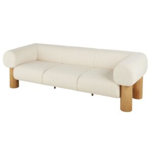 wohnli-moebel-suche-234247-1 3-Sitzer-Sofa mit Bezug aus weißem Bouclé-Stoff 240x75x95cm Massivholz Weiß Maisons du Monde Sofas und Sessel Sofas 2-Sitzer-Sofas & 3-Sitzer-Sofas