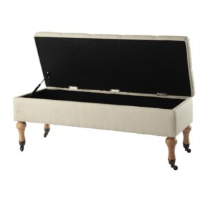 Truhenbank auf Rollen 107x39x40cm Leinen Beige Maisons du Monde Sofas und Sessel Sofas Sitzbank und Polsterbank