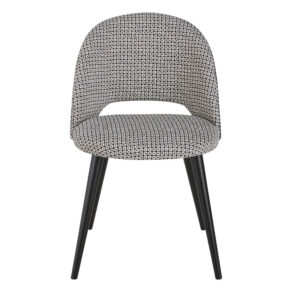 Stuhl mit Samtbezug mit schwarz-weißen Motiven 52x80x56cm Polyester Weiß Maisons du Monde Möbel Esszimmermöbel Stühle