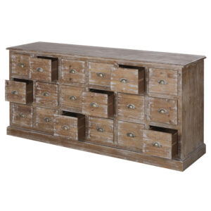 wohnli-moebel-suche-234467-1 Theke mit 18 Schubladen aus Tannenholz und messingfarbenem Metall 165x80x45cm Holz Braun Maisons du Monde Möbel Esszimmermöbel Sideboards, Highboards & niedrige Anrichten