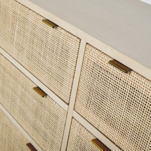 Doppelkommode mit 6 Schubladen aus Rattangeflecht 140x80x45cm Rohrgeflecht Beige Maisons du Monde Möbel Schlafzimmermöbel Kommoden