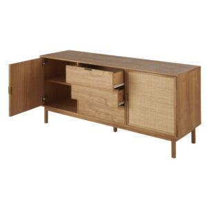 Anrichte mit 2 Türen und 3 Schubladen aus Rattangeflecht 154x73x45cm Rohrgeflecht Braun Maisons du Monde Möbel Esszimmermöbel Sideboards, Highboards & niedrige Anrichten