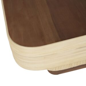 Couchtisch aus Mahagoni-Holz und Calamus L135 135x44x69cm Holz Beige Maisons du Monde Möbel Wohnzimmermöbel Couchtische