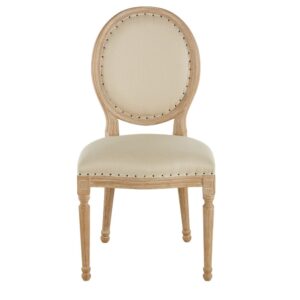 Medaillonstuhl aus Leinen und massiver Esche 49x94x58cm Leinen Beige Maisons du Monde Möbel Esszimmermöbel Stühle