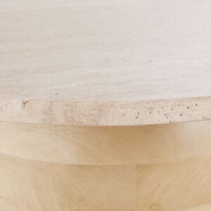 Beistelltisch aus Mangoholz und Travertin-Stein 50x46x50cm Naturstein Beige Maisons du Monde Möbel Wohnzimmermöbel Beistelltische