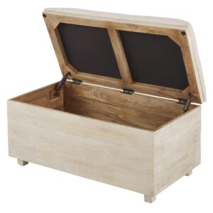 wohnli-moebel-suche-236907-1 2 Sitzer-Kastenbank aus naturweißer Baumwolle und Mangoholz 86x47.5x47cm Holz Weiß Maisons du Monde Sofas und Sessel Sofas Sitzbank und Polsterbank