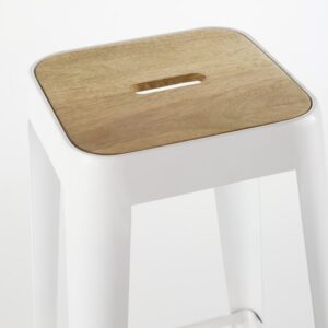 wohnli-moebel-suche-237032-1 Industrielle Barhocker für gewerbliche aus Mangoholz und weißem Stahl H79 (x2) 38x79x38cm Stahl Beige Maisons du Monde Möbel Esszimmermöbel Barhocker