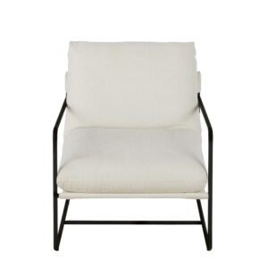 Beigefarbener Sessel mit schwarzen Stahlfüßen 71.5x91x80cm Metall Beige Maisons du Monde Sofas und Sessel Sessel, Poufs und Fußbänke Sessel