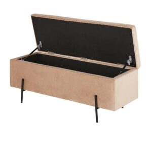 Truhenbank aus goldfarbenem Metall und beigefarbenem Samt 110x43x41cm Polyester Beige Maisons du Monde Sofas und Sessel Sofas Sitzbank und Polsterbank