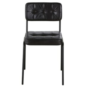 wohnli-moebel-suche-238546-1 Stuhl mit schwarzem Lederbezug und schwarzem Stahl 46x78x52cm Stahl Schwarz Maisons du Monde Möbel Esszimmermöbel Stühle