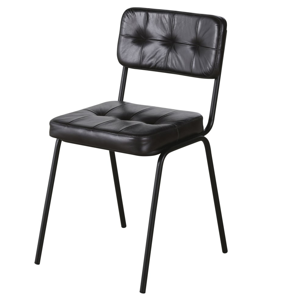wohnli-moebel-suche-238546 Wohnli Möbelsuche - Stuhl mit schwarzem Lederbezug und schwarzem Stahl