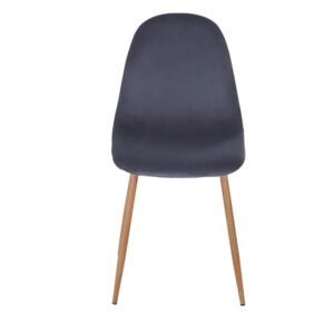 schiefergrauem Samtbezug und Beinen aus Stahl in Eichenholzoptik