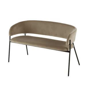 2-Sitzer-Sitzbank für gewerbliche Nutzung mit taupefarbenem recyceltem Samtbezug 125x76.5x60cm Metall Taupe Maisons du Monde Möbel Esszimmermöbel Sitzbank und Holzbank