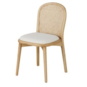 wohnli-moebel-suche-238662-1 Stühle mit Bezug aus ecrufarbenem Bouclé-Stoff (2 Stück) 46x84x55cm Rohrgeflecht Weiß Maisons du Monde Möbel Esszimmermöbel Stühle