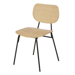 Stühle für gewerbliche Nutzung mit schwarzem Stahl und Rattangeflecht (2 Stück) 46x79x51.5cm Rattan Beige Maisons du Monde Möbel Esszimmermöbel Stühle