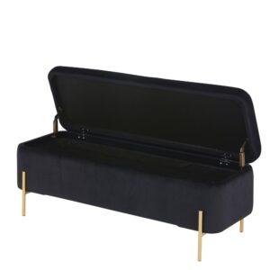 wohnli-moebel-suche-238690-1 Bank mit Staufach und schwarzem Samtbezug und goldfarbenem Metall 110x43x40cm Metall Gold Maisons du Monde Sofas und Sessel Sofas Sitzbank und Polsterbank