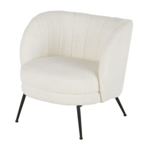 Wohnli Möbelsuche - Sessel mit Bezug aus ecrufarbenem Bouclé-Stoff