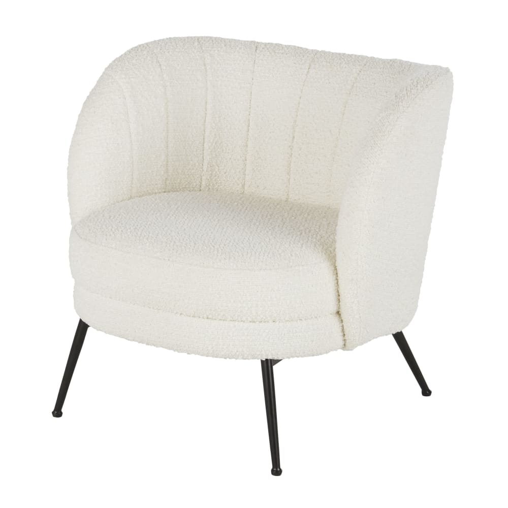 Wohnli Möbelsuche - Sessel mit Bezug aus ecrufarbenem Bouclé-Stoff