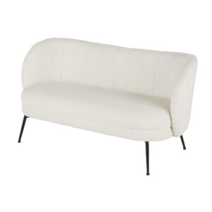 wohnli-moebel-suche-238709-1 2-Sitzer-Sitzbank mit Bezug aus ecrufarbenem Bouclé-Stoff 131x70.5x72cm Polyester Weiß Maisons du Monde Sofas und Sessel Sofas 2-Sitzer-Sofas & 3-Sitzer-Sofas
