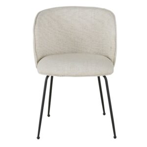 Stuhl mit beigefarbenem Bezug aus recyceltem Polyester und Leinen und Beinen aus schwarzem Stahl 56x78x55cm Polyester Beige Maisons du Monde Möbel Esszimmermöbel Stühle