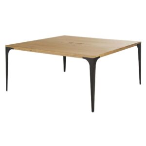 Konferenztisch aus hellem Mangoholz und grau getöntem Metall L160 160x75x160cm Metall Braun Maisons du Monde Möbel Büromöbel Schreibtische