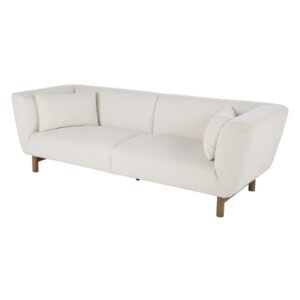 3-Sitzer-Sofa mit Bezug aus ecrufarbenem Bouclé-Stoff 248x78x94cm Polyester Weiß Maisons du Monde Sofas und Sessel Sofas 2-Sitzer-Sofas & 3-Sitzer-Sofas