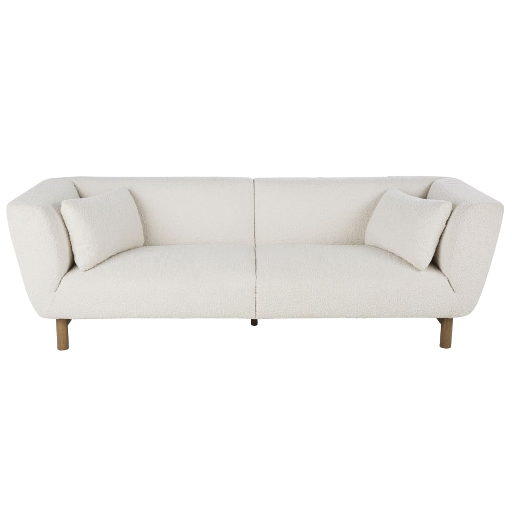 Wohnli Möbelsuche - 3-Sitzer-Sofa mit Bezug aus ecrufarbenem Bouclé-Stoff