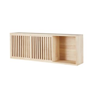 Regal aus Eichenholz mit 2 Schiebetüren 92.5x39x25cm Holz Beige Maisons du Monde Möbel Wohnzimmermöbel Regale