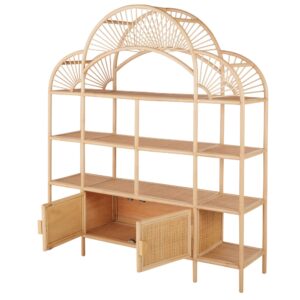 Regal aus Rattan 154x197x40cm Rattan Beige Maisons du Monde Möbel Wohnzimmermöbel Regale