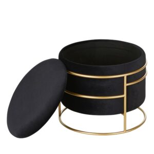 wohnli-moebel-suche-240027-1 Truhenhocker mit schwarzem Samtbezug und goldfarbenem Metall 43x37x43cm Metall Gold Maisons du Monde Sofas und Sessel Sessel, Poufs und Fußbänke Sitzsäcke