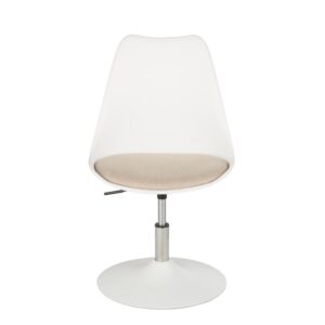 Stuhl aus mattweißem Metall und beigefarbenem Stoff 57.5x88x47.9cm Metall Weiß Maisons du Monde Möbel Esszimmermöbel Stühle