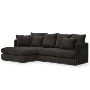 4/5-Sitzer-Ecksofa mit Ecke auf der linken Seite und Bezug aus anthrazitgrauem Cordsamt 252x90x167cm Polyester Grau Maisons du Monde Sofas und Sessel Sofas Ecksofas