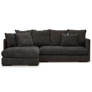 Wohnli Möbelsuche - 4/5-Sitzer-Ecksofa mit Ecke auf der linken Seite und Bezug aus anthrazitgrauem Cordsamt