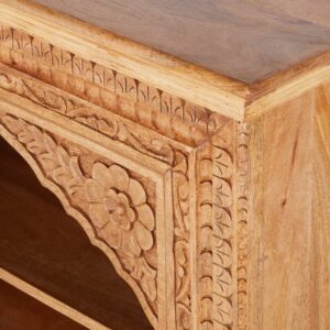 Regal aus Mangoholz mit brauner Gravur 67x91x22cm Holz Braun Maisons du Monde Möbel Wohnzimmermöbel Regale