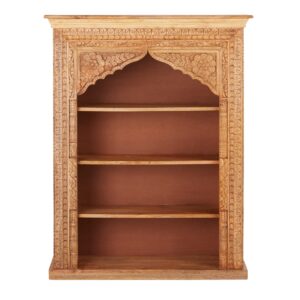 Wohnli Möbelsuche - Regal aus Mangoholz mit brauner Gravur