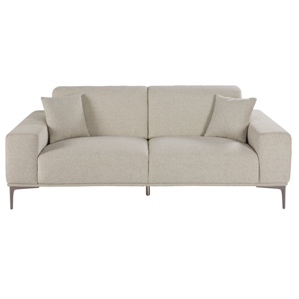 Wohnli Möbelsuche - 2/3-Sitzer-Sofa aus hellgrauem meliertem Stoff