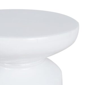 Beistelltisch aus weißem Steingut 34.5x45.5x34.5cm Sandstein Weiß Maisons du Monde Möbel Wohnzimmermöbel Beistelltische