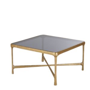 Couchtisch aus gehärtetem Glas mit Marmoreffekt 81 cm 81.3x46.5x81.3cm Metall Gold Maisons du Monde Möbel Wohnzimmermöbel Couchtische