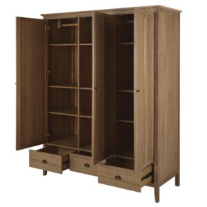 Kleiderschrank mit 3 Türen und 3 Schubladen 158x203x61cm Holz Beige Maisons du Monde Möbel Schlafzimmermöbel Schränke