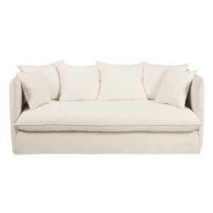 Wohnli Möbelsuche - 3/4-Sitzer-Sofa aus weißem gewaschenem Leinen