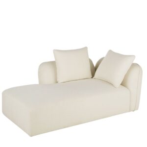 Longchair mit Lehne auf der linken Seite für modulares Sofa mit Bezug aus ecrufarbenem Bouclé-Stoff 174x83x102cm Polyester Weiß Maisons du Monde Sofas und Sessel Sofas Modulare Sofas