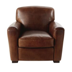 wohnli-moebel-suche-241938-1 Clubsessel mit braunem Lederbezug in Alt-Optik 84x79x83cm Holz Braun Maisons du Monde Sofas und Sessel Sessel, Poufs und Fußbänke Sessel